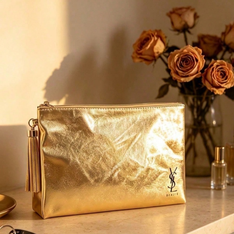 Women Bags Golden - YSL 골든 화장품 가방, 휴대용 방수