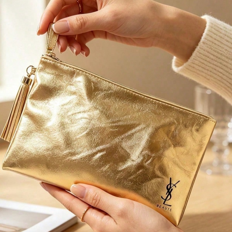 YSL 골든 화장품 가방, 휴대용 방수 다기능 파우치, - Women Bags Golden 리뷰 및 가격