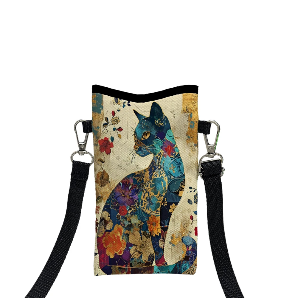 꽃무늬 고양이 패턴 크로스바디 백 조절 가능한 어깨 끈 - Phone Bag Crossbody 리뷰 및 가격