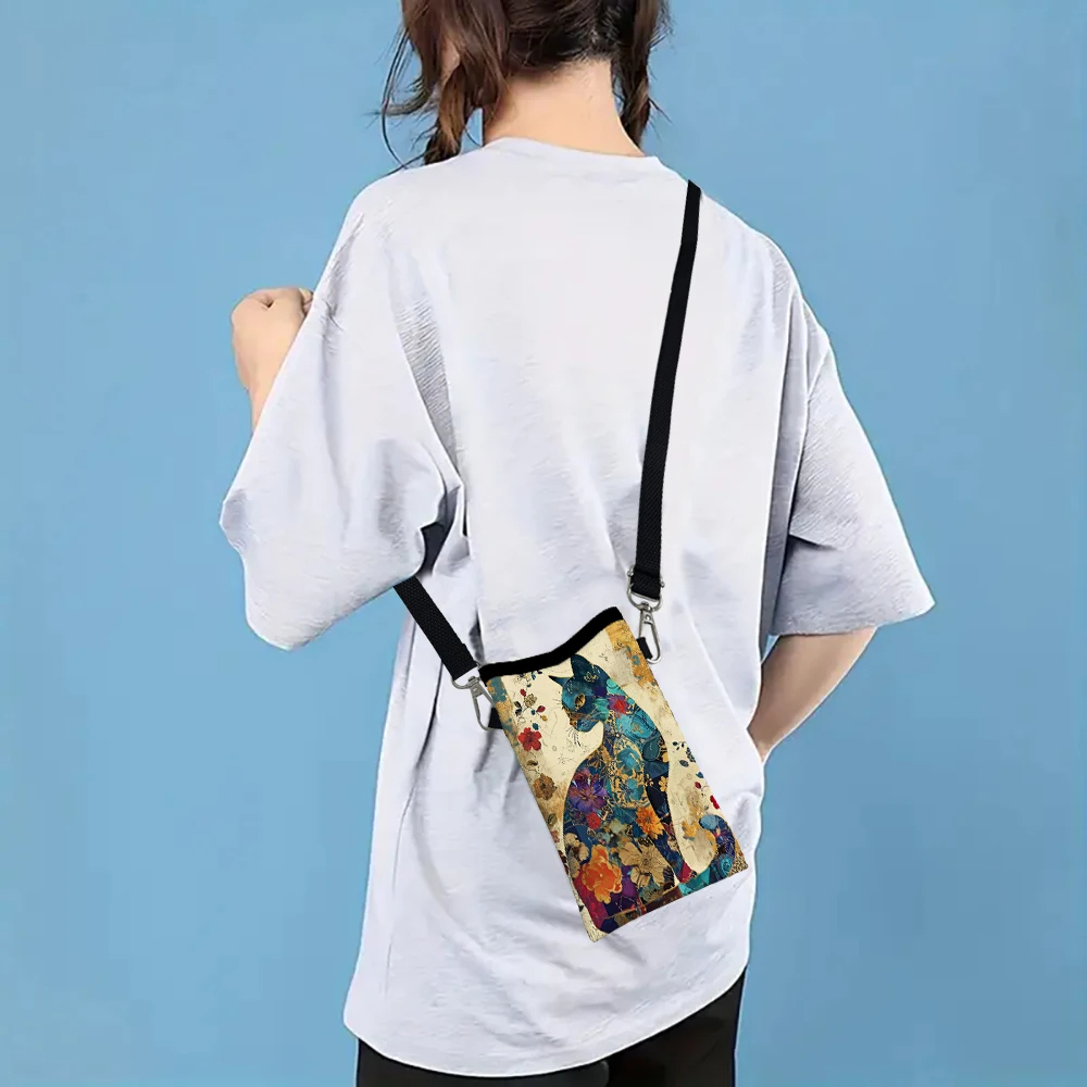 꽃무늬 고양이 패턴 크로스바디 백 조절 가능한 어깨 끈 - Phone Bag Crossbody 리뷰 및 가격