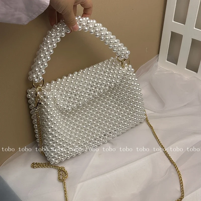 Ins 여성용 진주 비즈 지갑, 할로우 아웃 토트백,  - Women Bags Golden 리뷰 및 가격