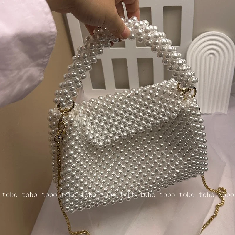 Ins 여성용 진주 비즈 지갑, 할로우 아웃 토트백,  - Women Bags Golden 리뷰 및 가격