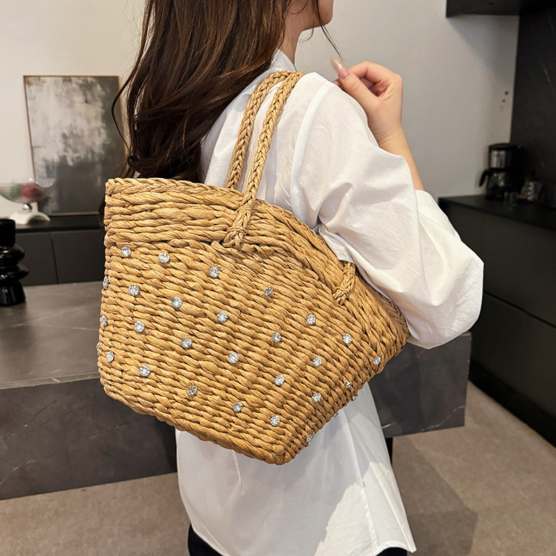 짚으로 짠 다이아몬드 고품질 탑핸들 백, 속이 비치는  - Women Bags Branded Sale 리뷰 및 가격