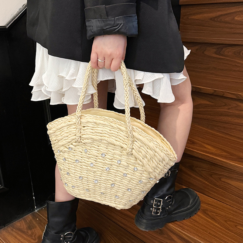 짚으로 짠 다이아몬드 고품질 탑핸들 백, 속이 비치는  - Women Bags Branded Sale 리뷰 및 가격