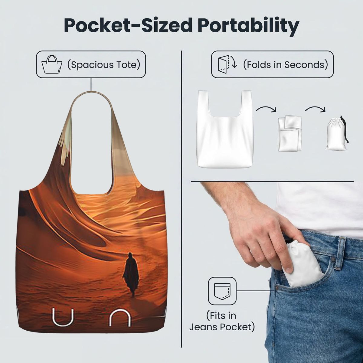 Dune 2020 팬 아트 쇼핑 토트 백 캔버스 대용량 - Women Bags Dune 리뷰 및 가격